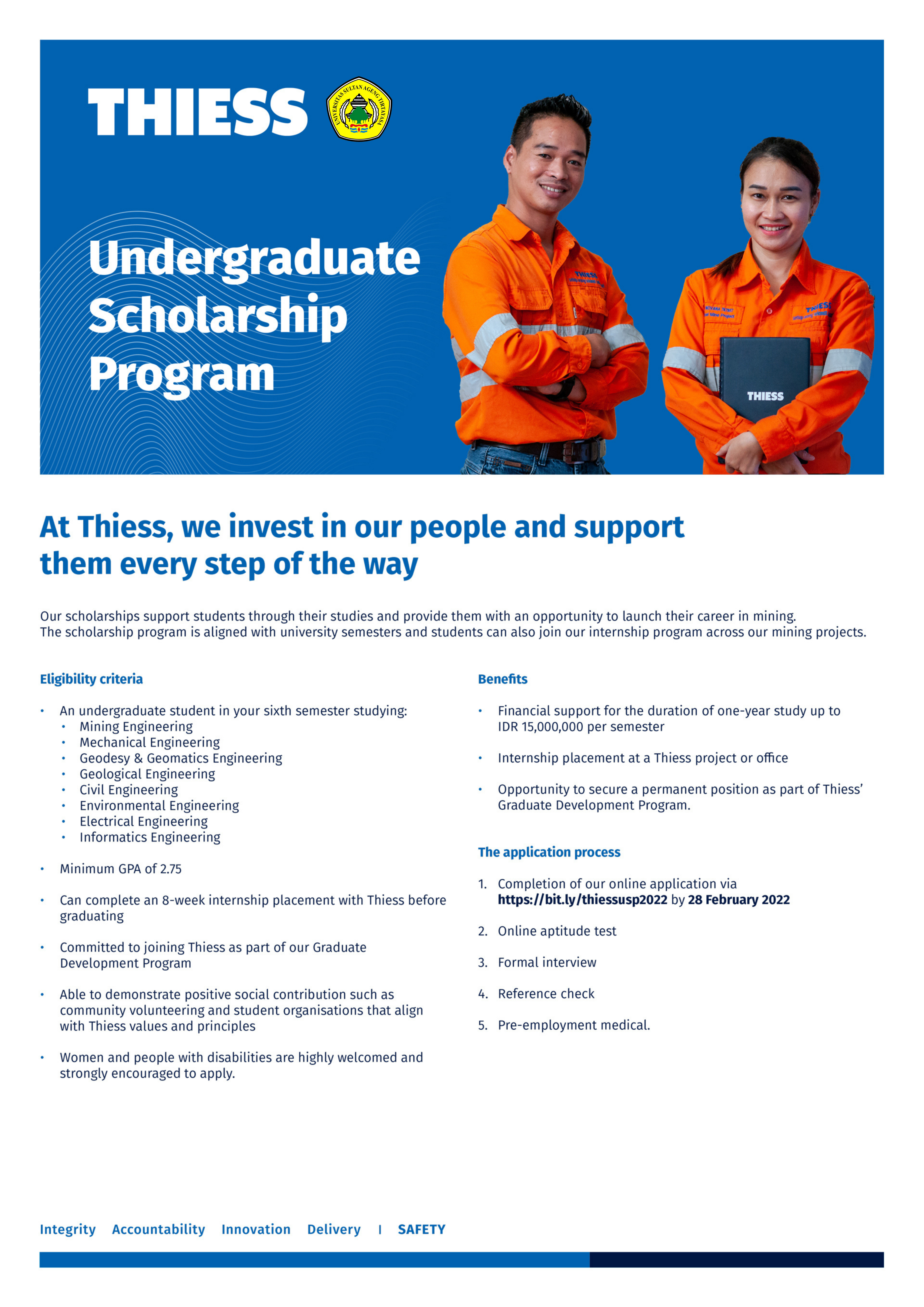 Beasiswa PT Thiess Contractors Indonesia