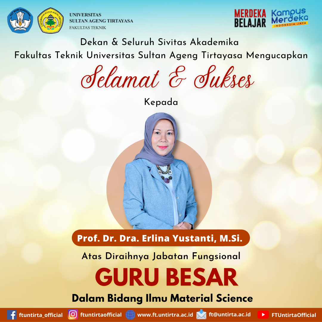 Selamat & Sukses Kepada Prof. Dr. Dra. Erlina Yustanti, M.Si. (Dosen Jurusan Teknik Metalurgi) Atas Diraihnya Jabatan Fungsional Guru Besar