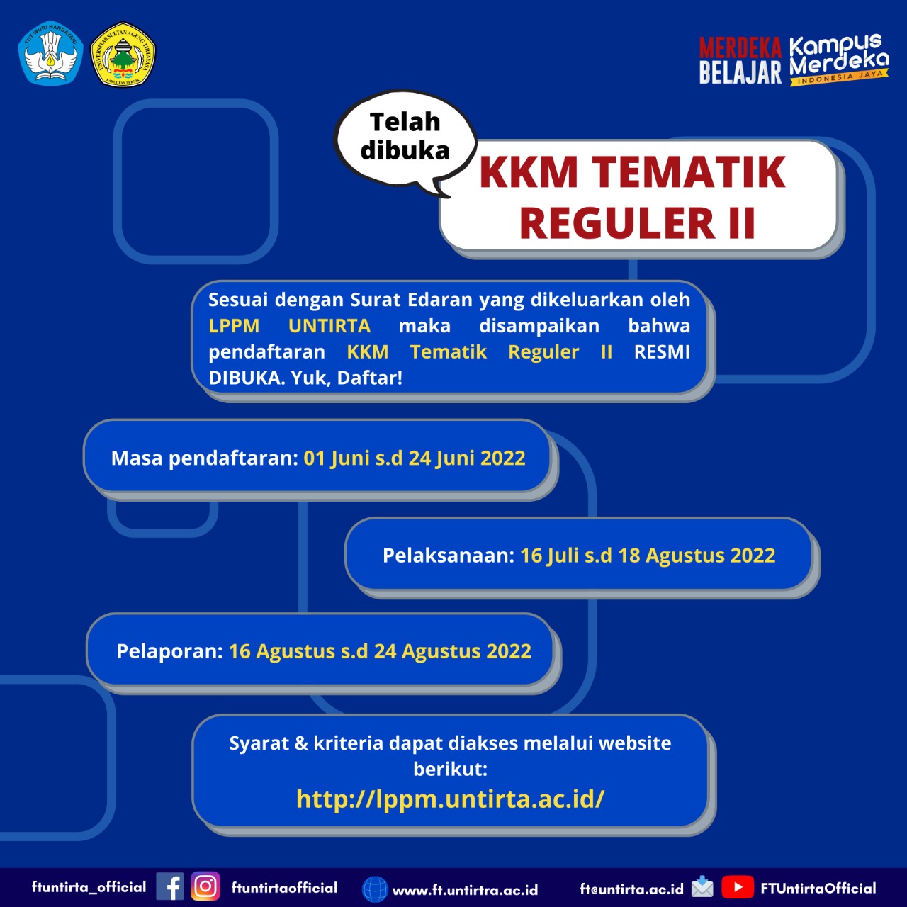 Pendaftaran KKM Tematik II Reguler Untirta