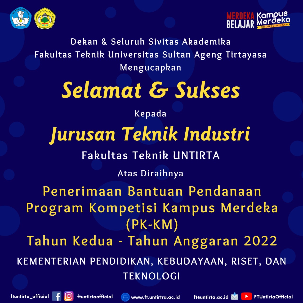 Selamat & Sukses Kepada Jurusan Teknik Industri Fakultas Teknik UNTIRTA