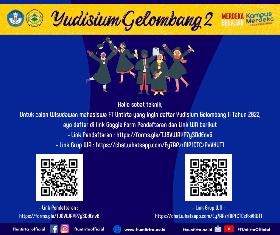 Pendaftaran Yudisium FT Untirta Gelombang III Tahun 2022