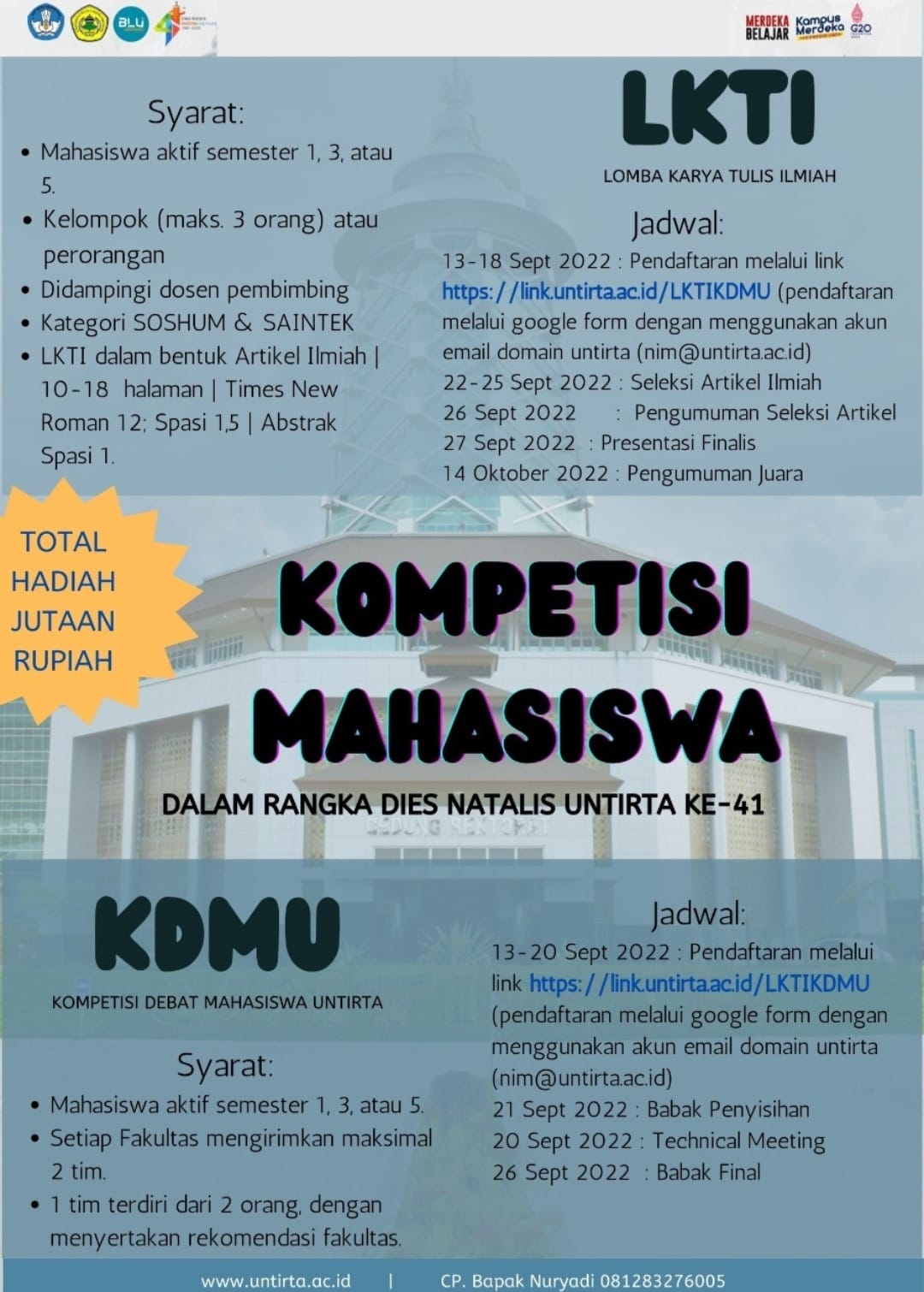 Lomba Karya Tulis Ilmiah (LKTI) Dalam Rangka HUT ke 41 Tahun Untirta